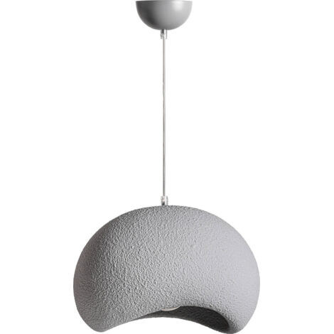 Suspension contemporaine en résine effet béton finition acier argenté - Gris ciment avec finition argentée