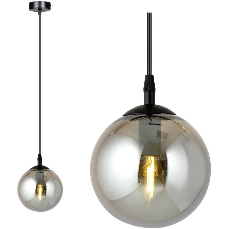 Epikasa - Suspension Cosmo, Acier peint par poudrage, Verre, Noir, Gris, 12x100x8 cm