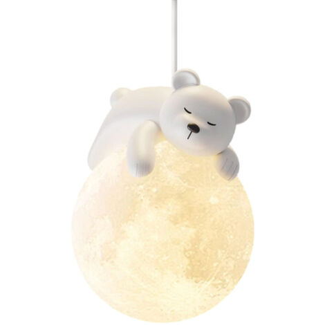 Suspension créative de style nordique en forme de lune et d'ours, idéale pour les chambres d'enfants, couleurs.dirigéatténuation