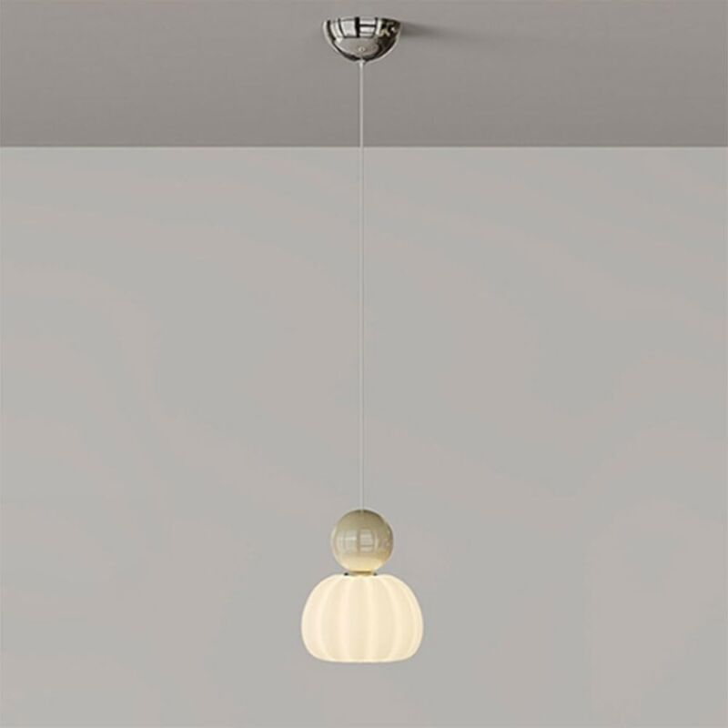 Suspension crème à une tête, petite suspension nordique en verre, suspension LED en résine pour chambre, éclairage tricolore, suspension réglable