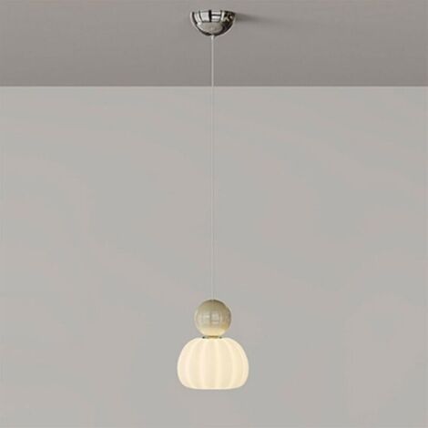 Suspension crème à une tête, petite suspension nordique en verre, suspension LED en résine pour chambre, éclairage tricolore, suspension réglable pour salon, suspension pour îlot de cuisine. (Café au