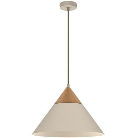 Suspension crème cône bois Single Luminex E27 Ø39