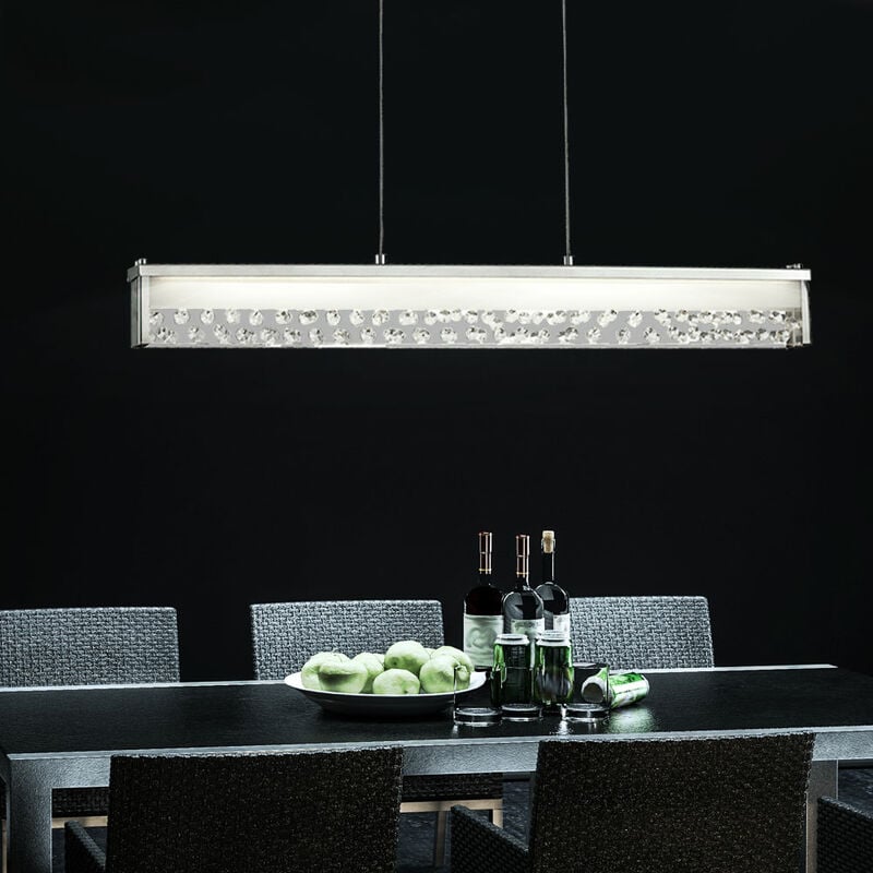 Etc-shop - Suspension cristaux lampe de salle à manger moderne chrome suspension salon, réglable en hauteur, 1x LED 20W 1800Lm blanc chaud, L 78 cm