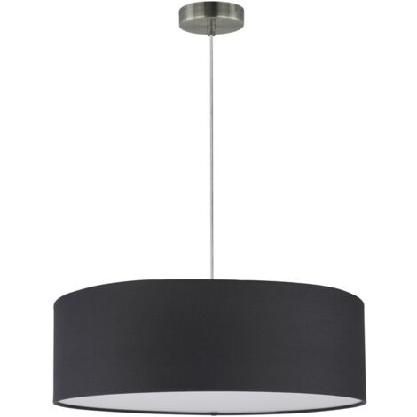 Suspension Cylindre  en Tissus Anthracite Abat jours diam 50 cm  JOSEFINA