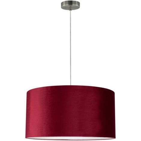 Suspension Cylindre en Velours Bordeaux Abat jours diam 50 cm SCARLETT