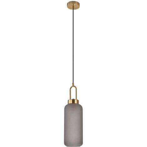 Suspension cylindrique en verre - Gris fumé - LUTON