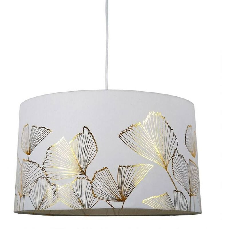 Ostaria - Suspension cylindrique Ginkgo blanc doré D40