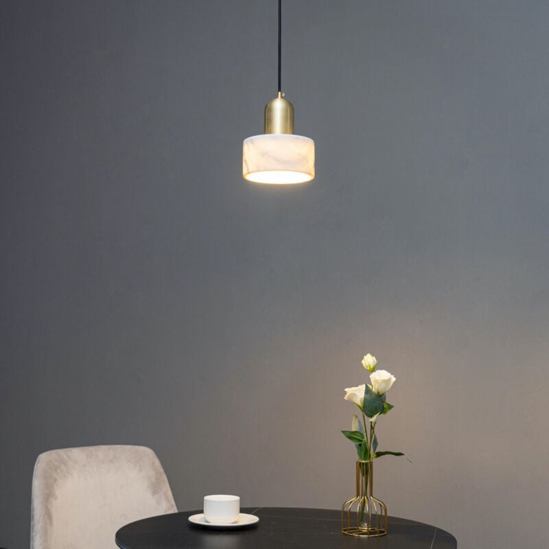 Kosilum - Suspension cylindrique marbre et métal doré - Meryl