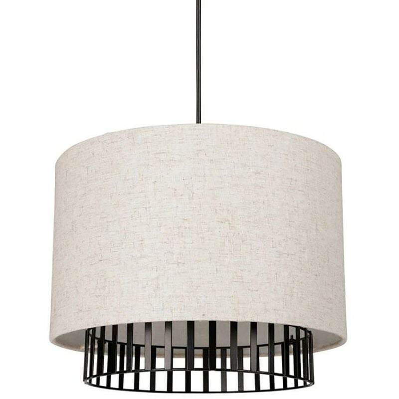 Suspension cylindrique métal lin Alma noire beige