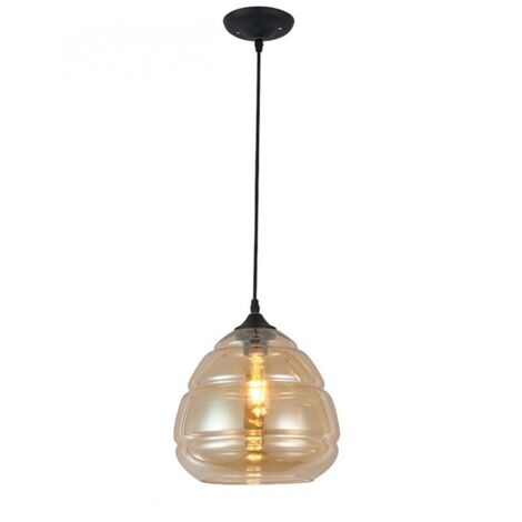 Suspension D. 28 cm en verre fumé vintage - VALO AMBRE