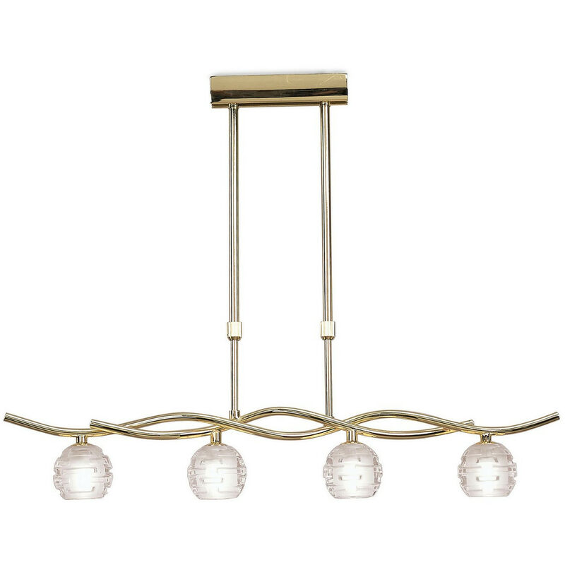 Diyas - Inspired Mantra Fusion Dali Suspension linéaire télescopique Dali Line 4 lumières G9, laiton poli