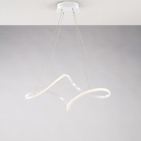 Suspension Dana Métal Blanc, Led Intégrée, Câbles Orientables L65X38 Cm, Design Épuré Pour Salle À Manger