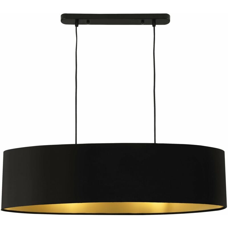 Suspension décorative luminaire applique métal et textile avec 2 douilles 78 cm