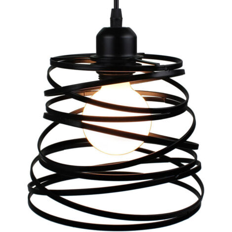 Suspension de 20 cm, éclairage intérieur, suspension rétro en métal, convient au salon et à la cuisine, noire.