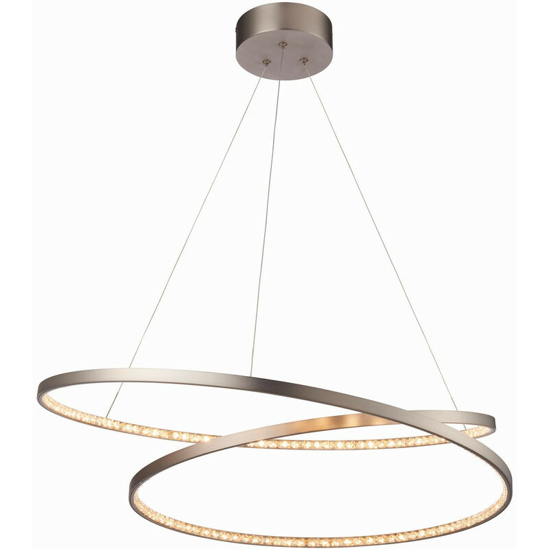 

Eternity - Colgante LED integrado Placa de níquel mate y cristal (K5) Detalle Regulable IP20 - Endon Lighting