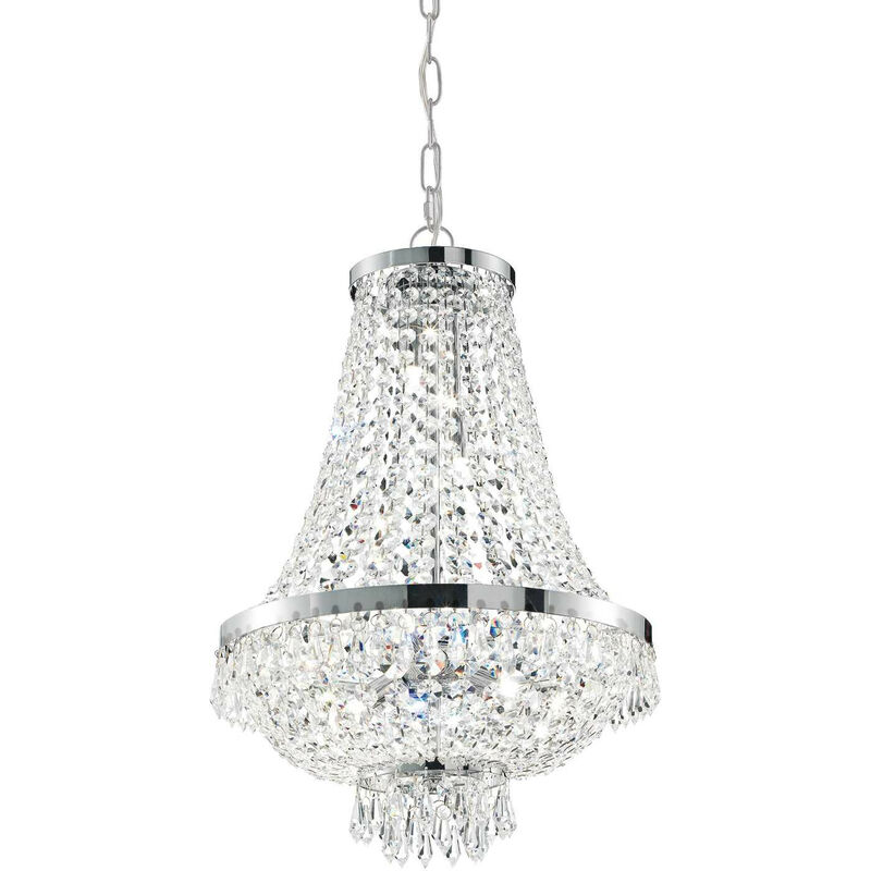 

Ideal Lux Caesar - Lámpara de araña de cristal de 6 luces con acabado cromado, G9