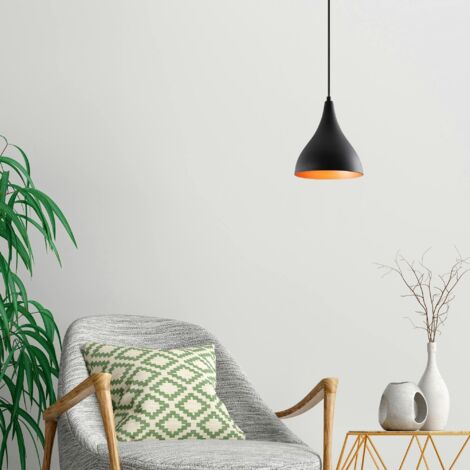 Suspension de cuisine noire mate – intérieur cuivré SILE