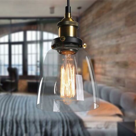 Suspension de loft vintage en verre transparent - Rétro
