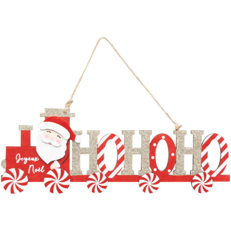 Suspension de Noël déco Train Hohoho en Bois Rouge L 30 cm - Feeric Christmas