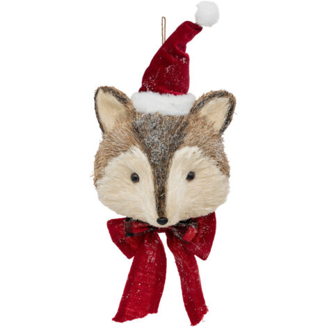 Suspension de Noël Renard avec Bonnet de Père Noël H 45 cm - Feeric Christmas