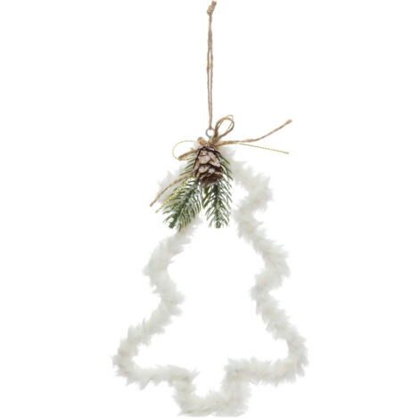 Suspension de Noël Sapin Blanc Polaire avec Branches et Pomme de Pin H 20 cm - Feeric Christmas