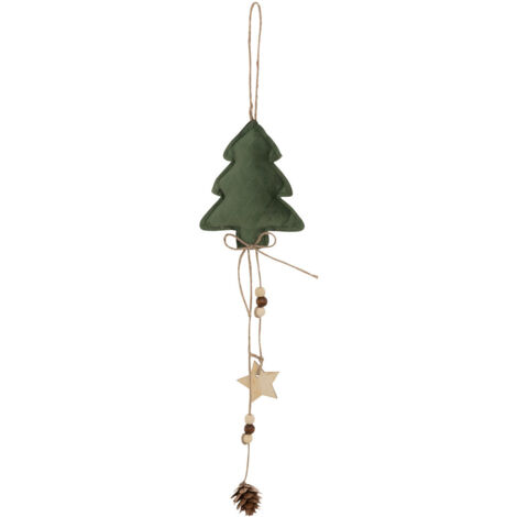 Suspension de Noël Sapin velours vert avec déco H 36 cm - Feeric Christmas