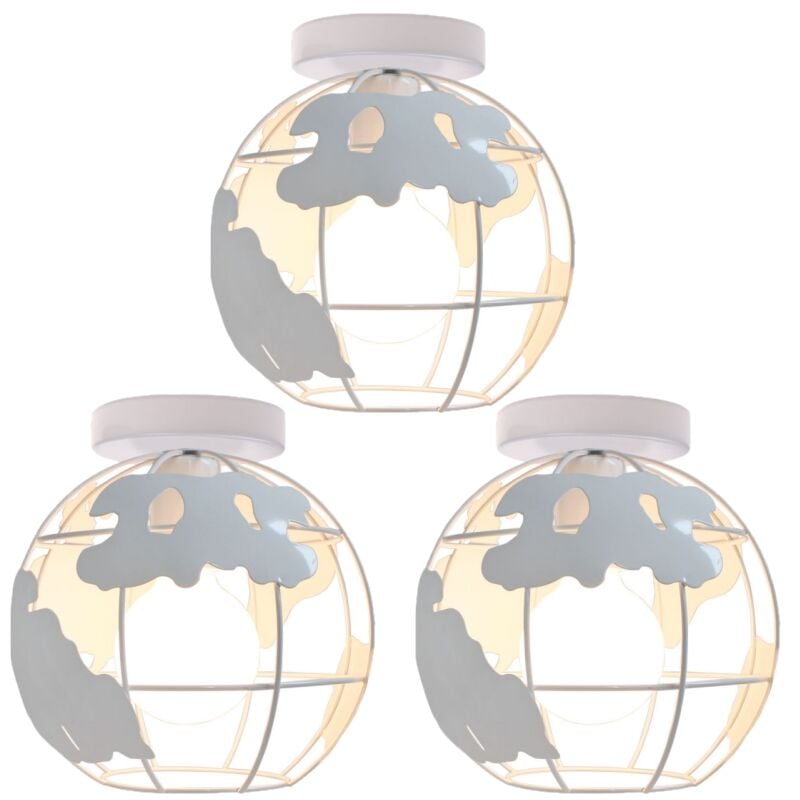 Plafonnier Moderne Lustre Suspension en Métal Lampe de Plafond Cage Éclairage Décoration Chambre Cuisine Couloir Blanc Ø20CM - 3Pcs