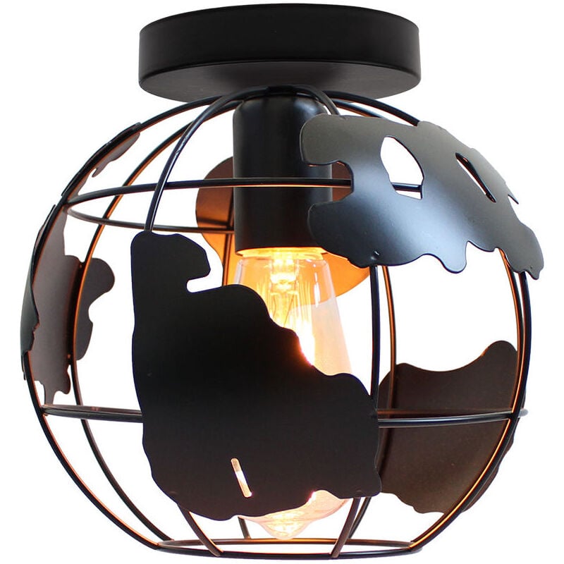 Wottes - Plafonnier Moderne Lustre Suspension en Métal Lampe de Plafond Cage Éclairage Décoration Chambre Cuisine Couloir Noir Ø20CM - 1Pcs