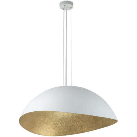 Suspension déco blanche/or ronde Solaris 89cm E27 Sigma