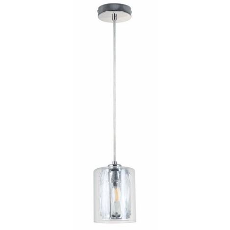 Suspension déco chromée Tesh double abat-jour E14 40W Reality
