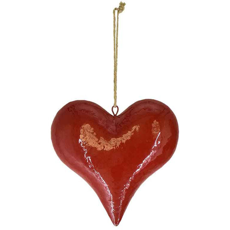 Suspension déco cœur rouge 25x7x25cm