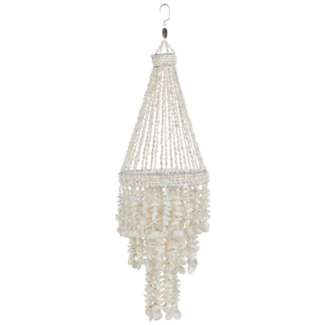 Suspension Déco en Coquillage "Palais" 70cm Blanc