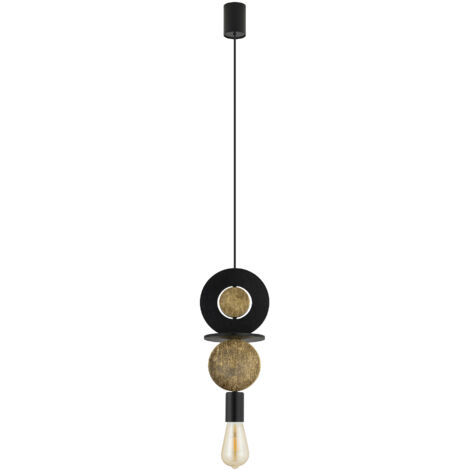 Suspension décor bois noir/or E27 25W Drops Nowodvorski