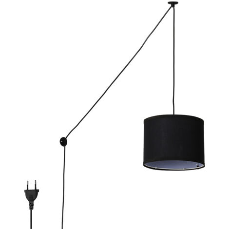 Suspension décorative "KIM" - Avec câble et prise - E27 - Noir