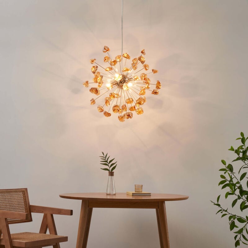 Kosilum - Suspension décorative métal doré et verre ambré - Rimelia