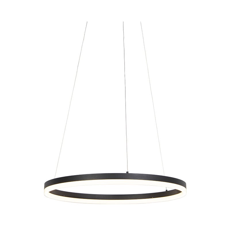 Qazqa - anello - led Suspension - 1 lumière - ø 600 mm - Noir - Moderne - éclairage intérieur - Salon i Chambre i Cuisine i Salle à manger