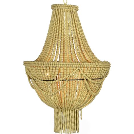 Suspension design bois et métal pour déco chic - Teinte beige naturel et épuré