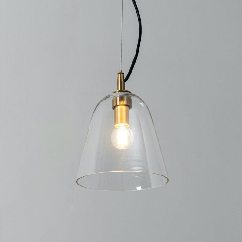 Kosilum - Suspension design cône en verre et métal doré - Cindy