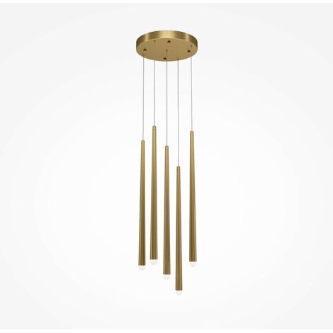Suspension design dorée LED - 5 tiges verticales AURORA