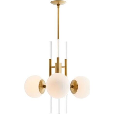 Suspension design élégance dorée et verre chic - Or et blanc avec touche de transparence