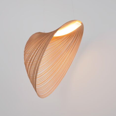BARCELONA LED Suspension design en bois "Bogam 80" - 32W - ø 80cm - Blanc Chaud