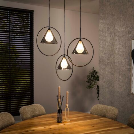 Suspension design en verre fumé 3 lampes coniques GRACY