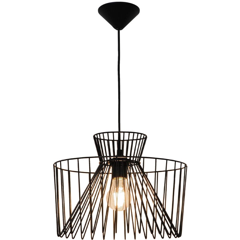 Suspension design Glascow XL 120cm réglable métal noir compatible LED