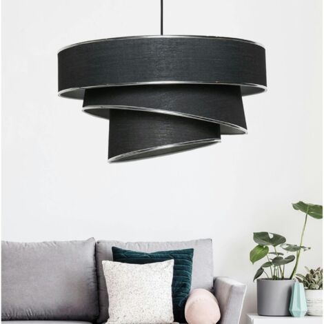 Suspension design noir et argent - abat-jour triple ZURICH