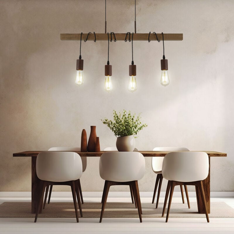 Plafonnier rétro suspension poutre en bois luminaire suspendu salon éclairage projecteur