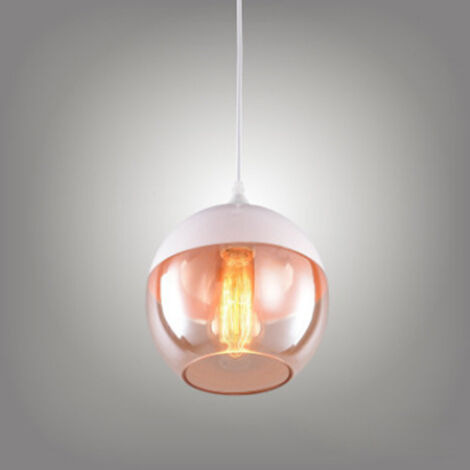 Suspension Design Sphère Style Retro Vintage Contemporain , Lustre Abat-jour en Verre Corde ajustable Luminaire Salle à manger Chambre à Coucher Salon Bar, Blanc fumé