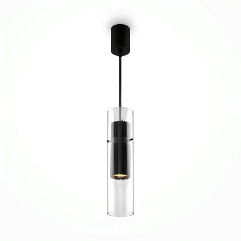 Suspension design verre – cylindre noir et transparent TAVA