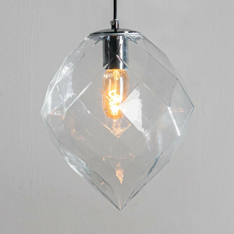 Kosilum - Suspension design verre transparent en forme de diamant - Pinguetti
