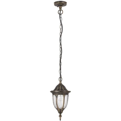 Suspension d'extérieur MILANO de couleur or vieilli au design de lanterne en style rustique H:40 cm étanche IP43