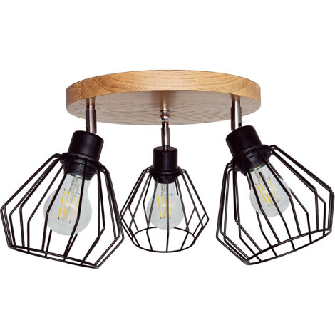 Suspension DIANA, lustre loft, bois, chêne, 3 diamants, élégante